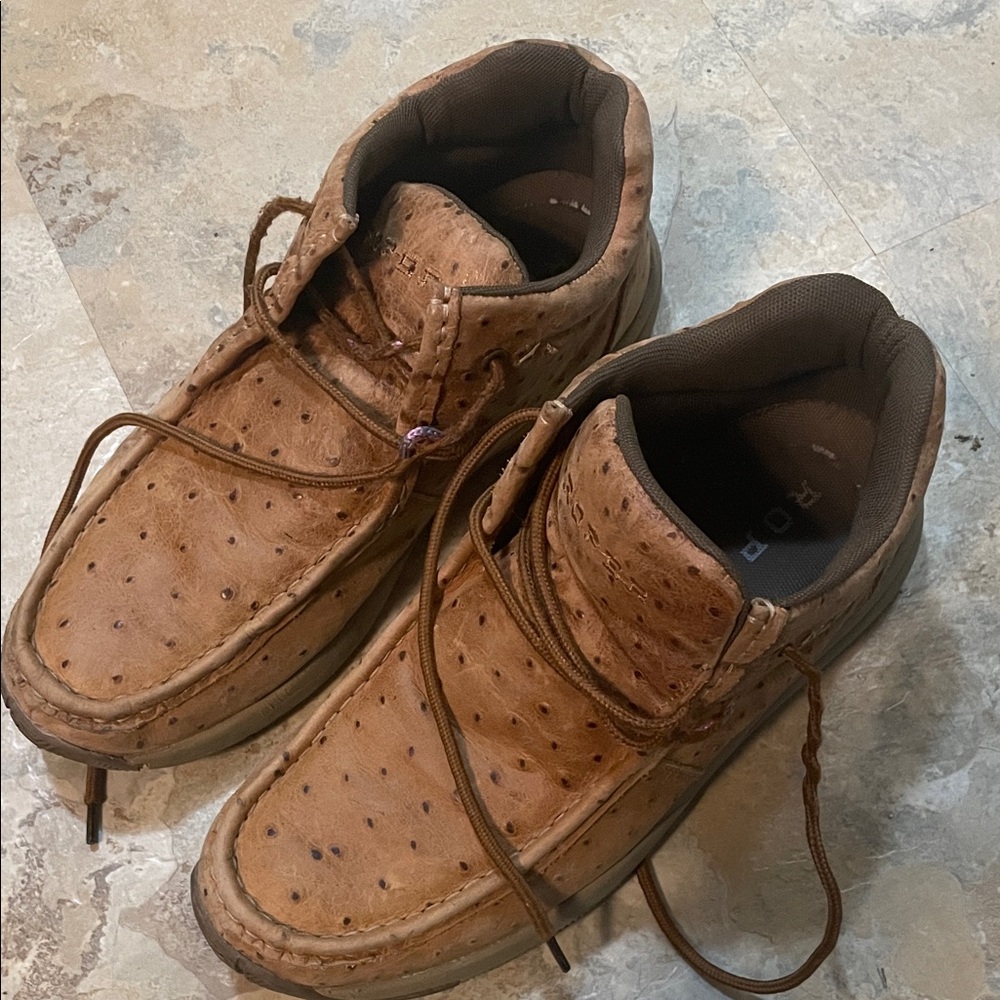 Roper Tan Ostrich Print Chukka Boots